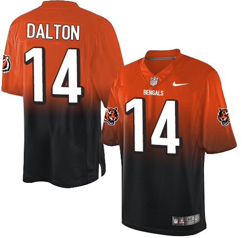 Men's Elite Andy Dalton Nike Jersey Orange/Black - #14 Fadeaway NFL Cincinnati Bengals